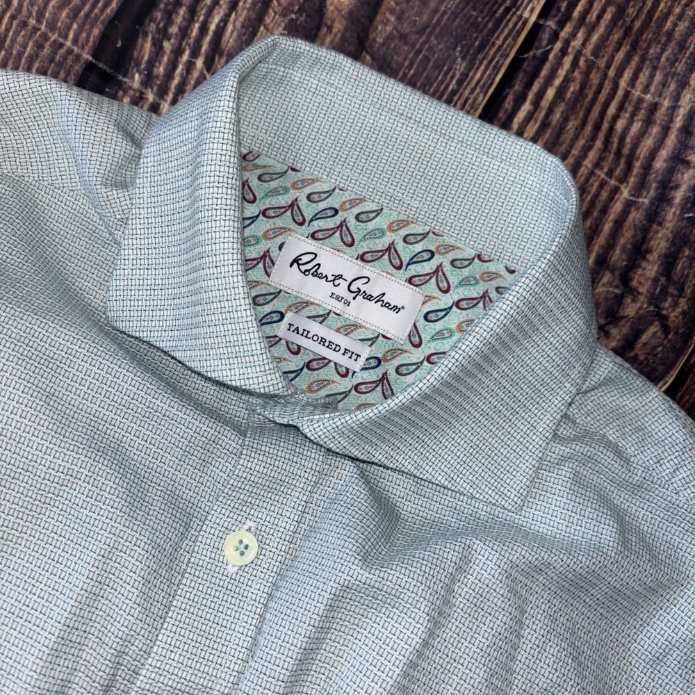 Robert Graham Shirt Mens 41 16 Geometric Long Sleeve Button Up Tailored Fit